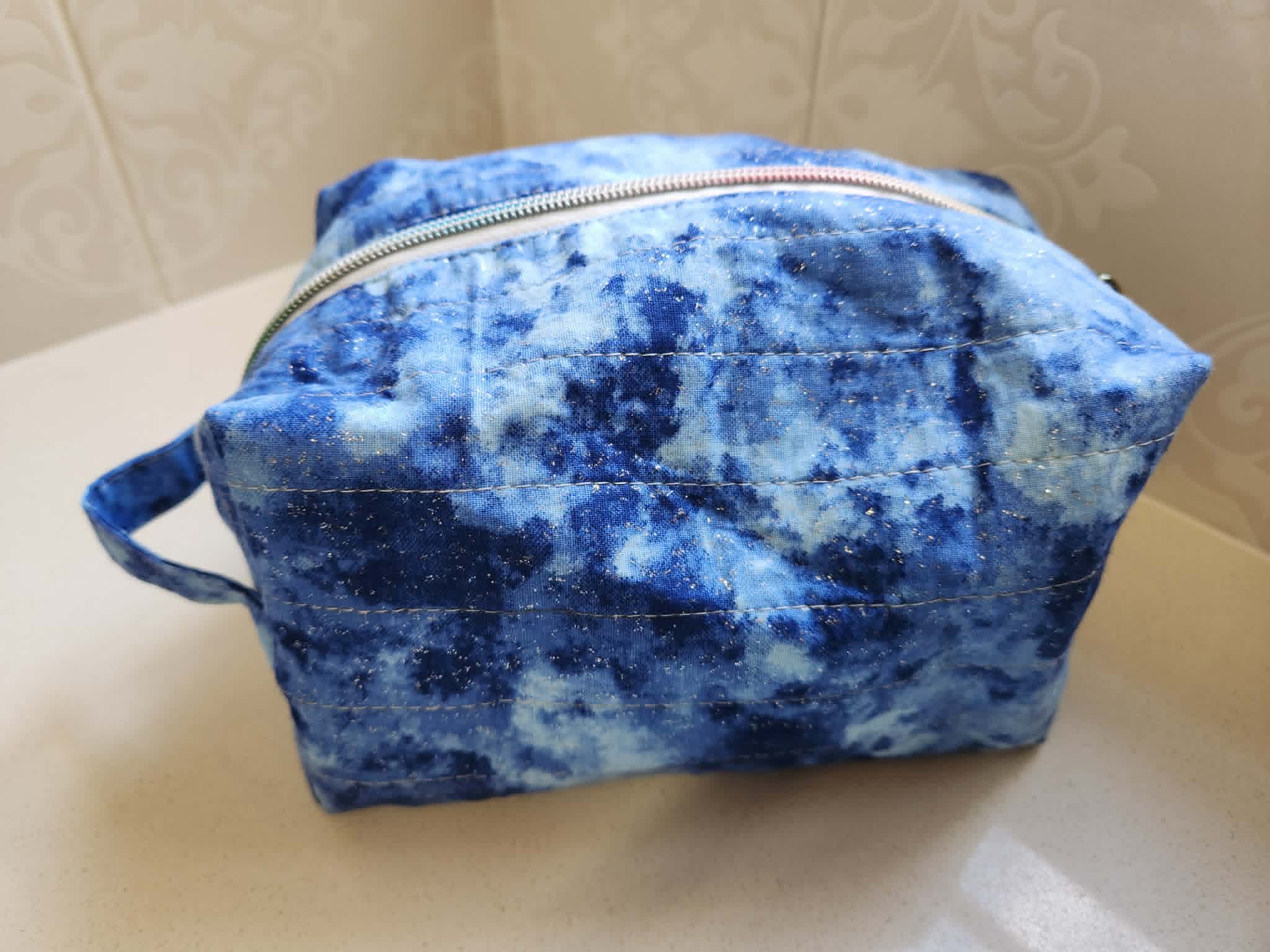 Blue Tie-Dye Shimmer Cosmetic & Wet wipes Bag
