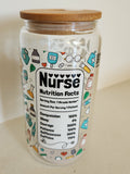 16oz Glass Libby Cup - Nurse Nutrition Facts design