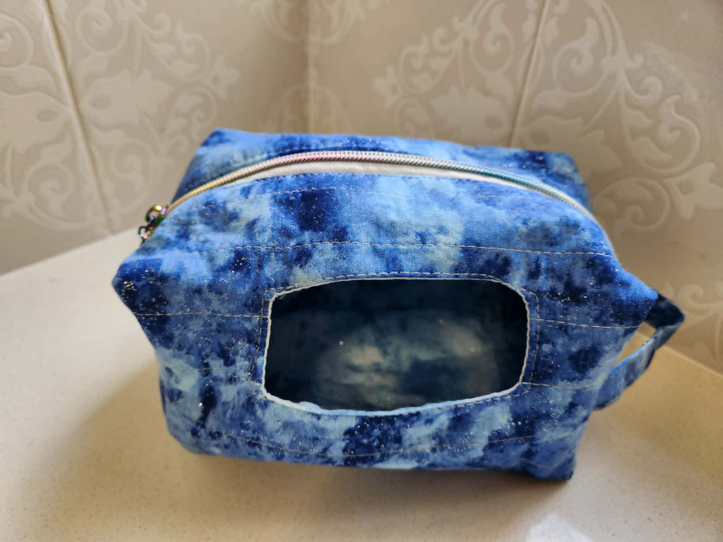 Blue Tie-Dye Shimmer Cosmetic & Wet wipes Bag