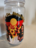 Always Was Always Will Be acrylic Libby cup - front view showing Aboriginal flag with Indigenous women and sunflowers