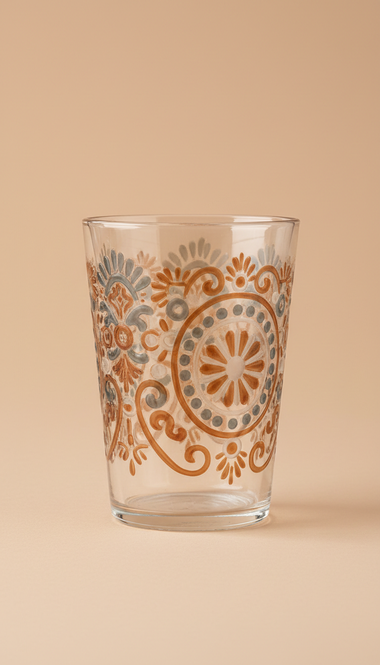 Libby Glass Cup with Sun Motif