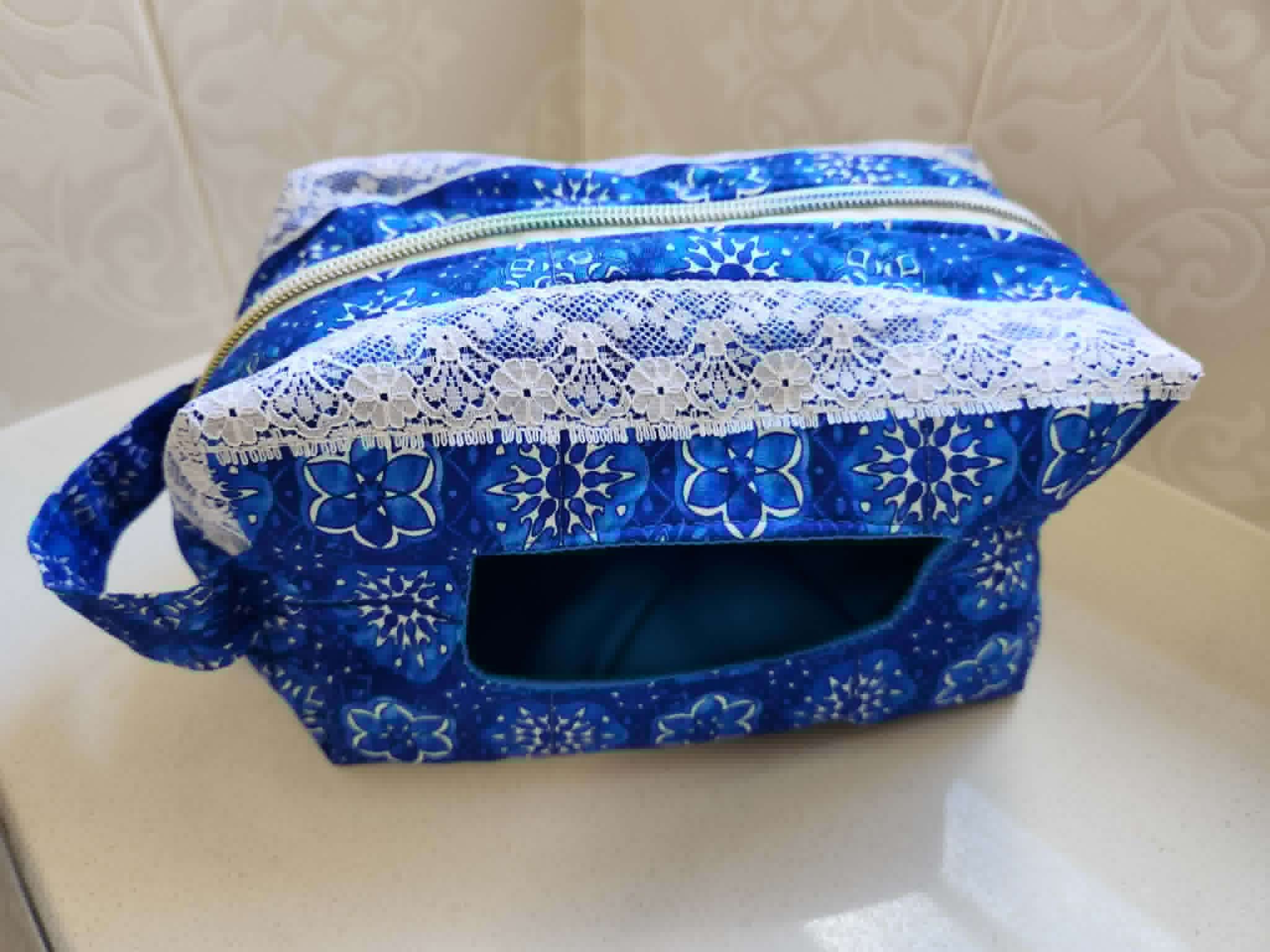 Sapphire Bloom Lace Cosmetic & Wet wipes Bag
