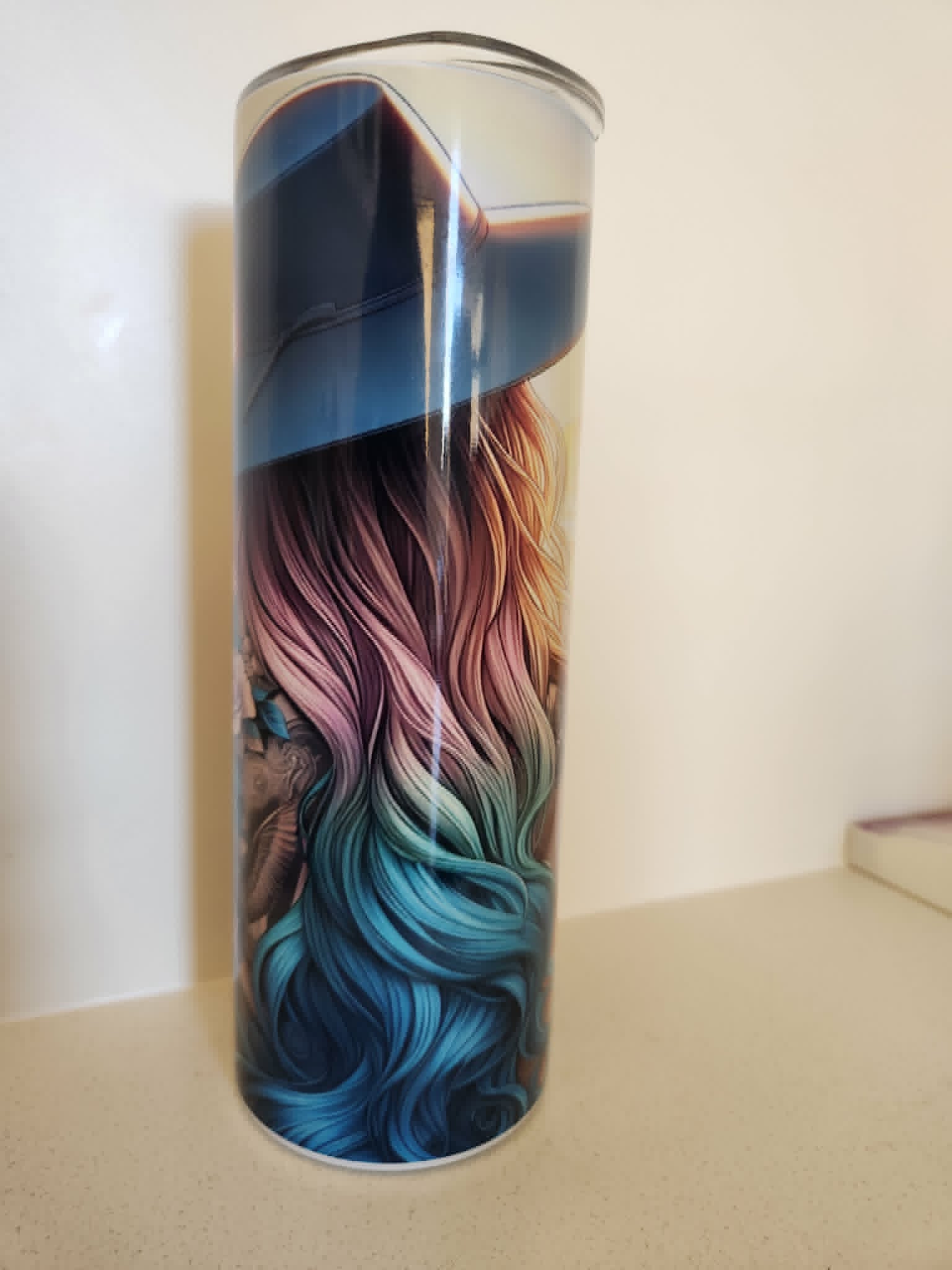 Wild & Free 20oz sublimation tumbler - flowing rainbow hair design