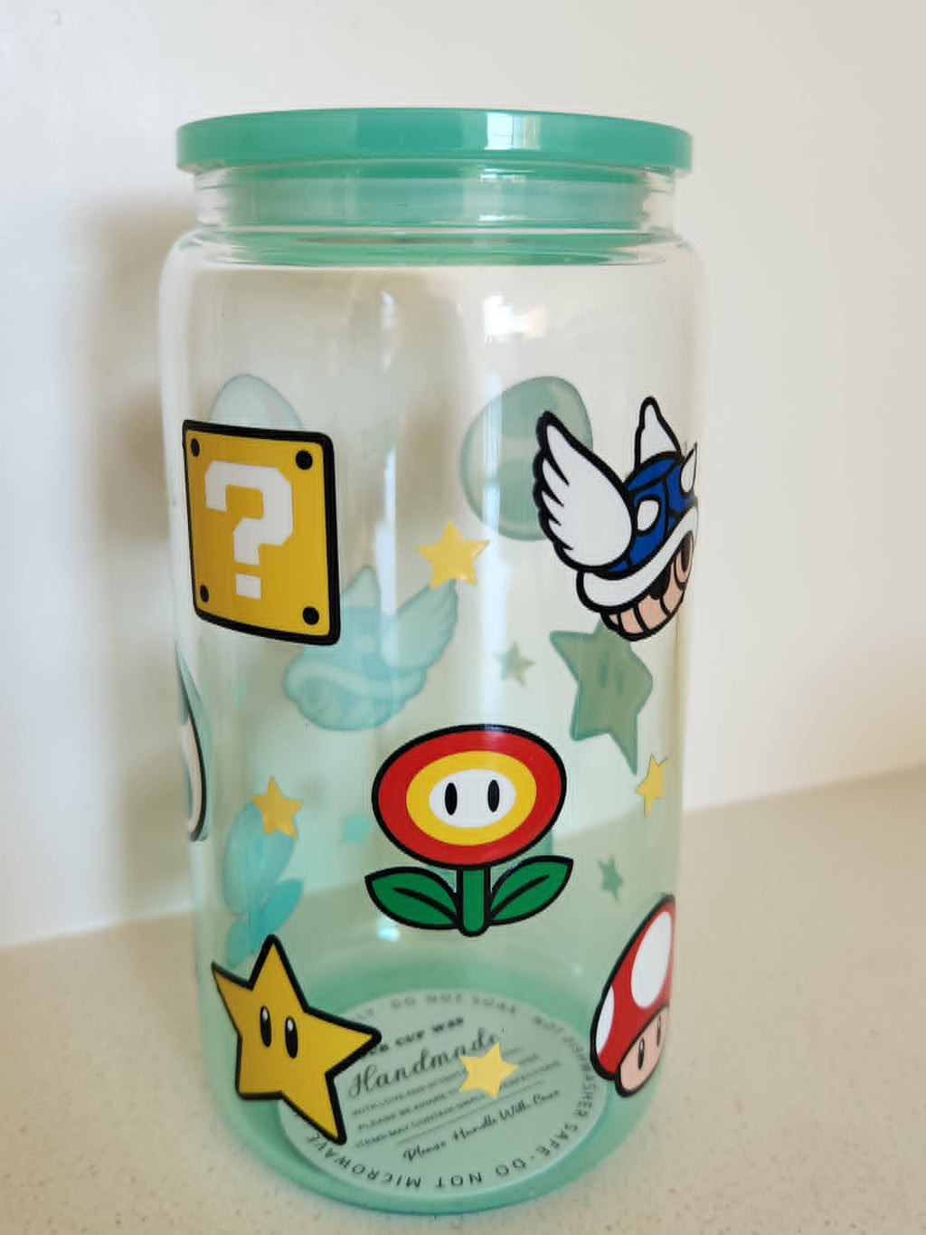 16oz Frosted Glass Libby Cup - Marvel x Disney Avengers chibi characters design