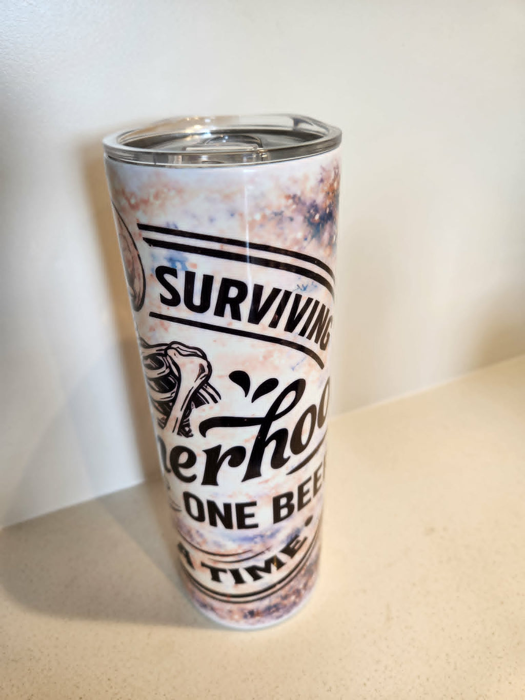 20oz Surviving Fatherhood One Beer At A Time Skeleton Tumbler – Double Wall Insulated
