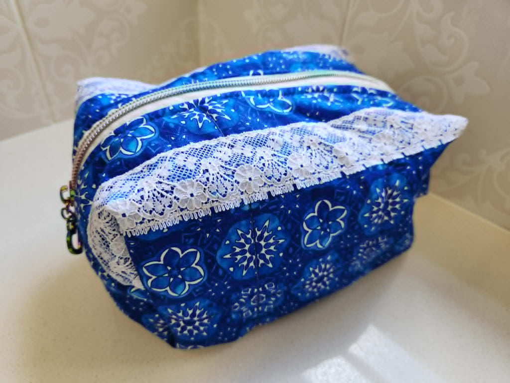 Sapphire Bloom Lace Cosmetic & Wet wipes Bag