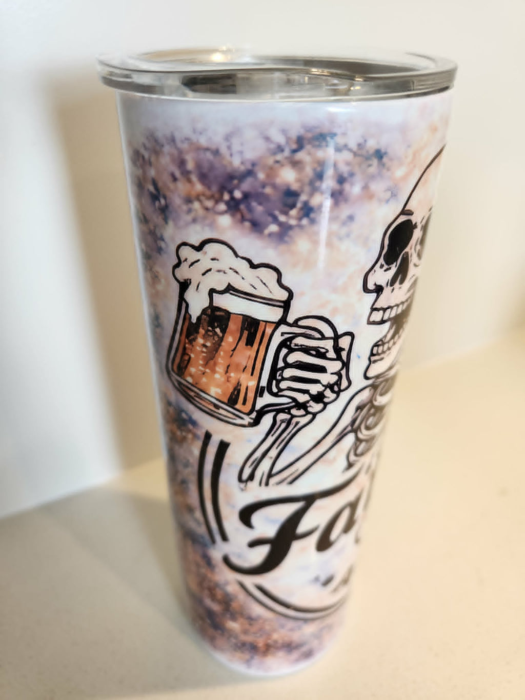20oz Surviving Fatherhood One Beer At A Time Skeleton Tumbler – Double Wall Insulated