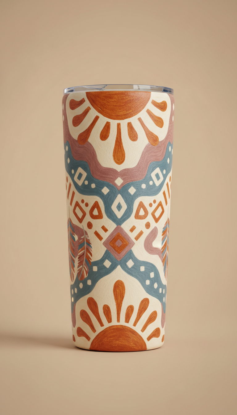 Acrylic Tumbler with Boho Florals