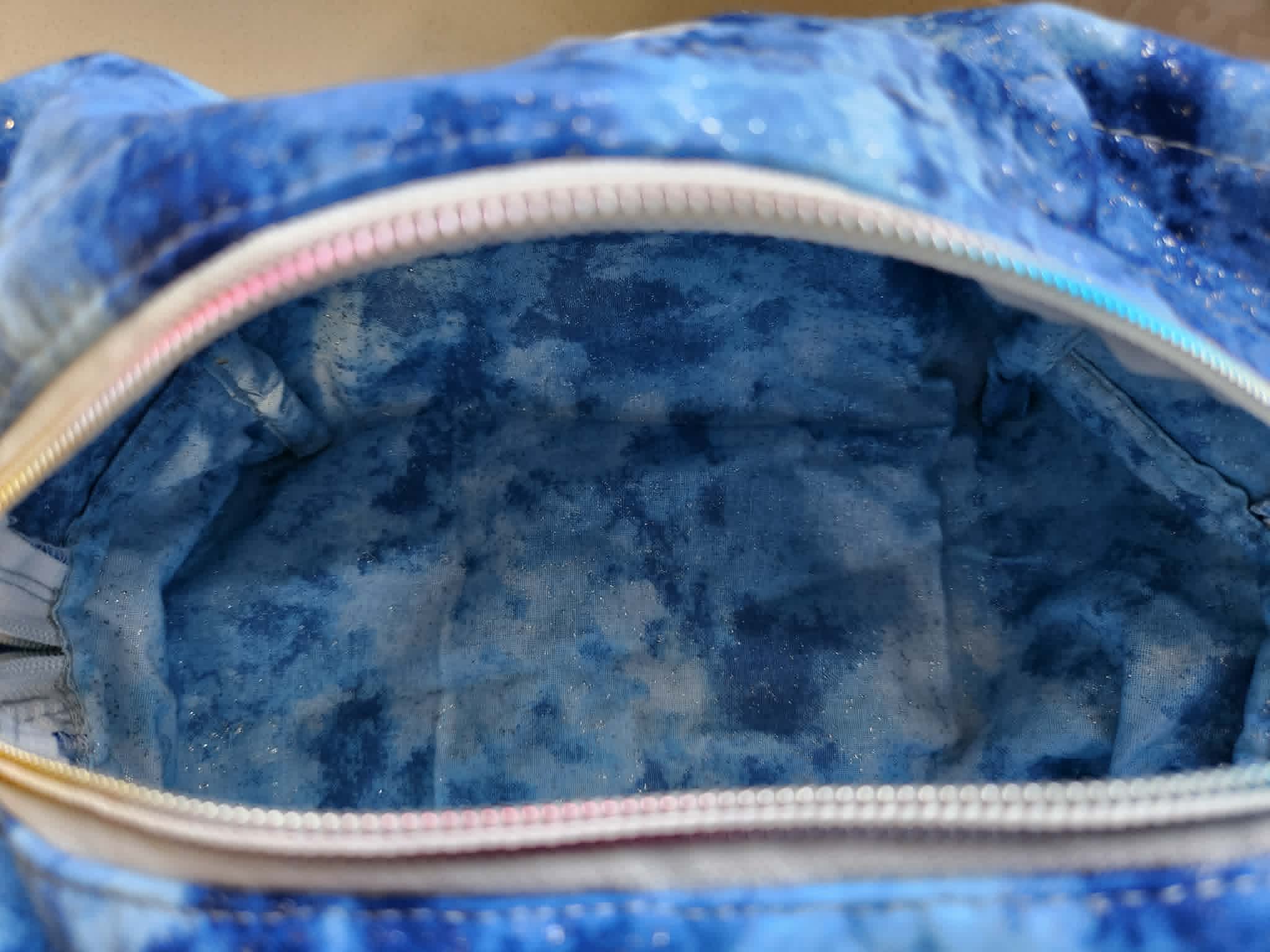 Blue Tie-Dye Shimmer Cosmetic & Wet wipes Bag
