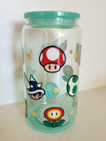16oz Glass Libby Cup - I Don't Get Drunk I Get Awesome cocktail quotes design with bamboo lid