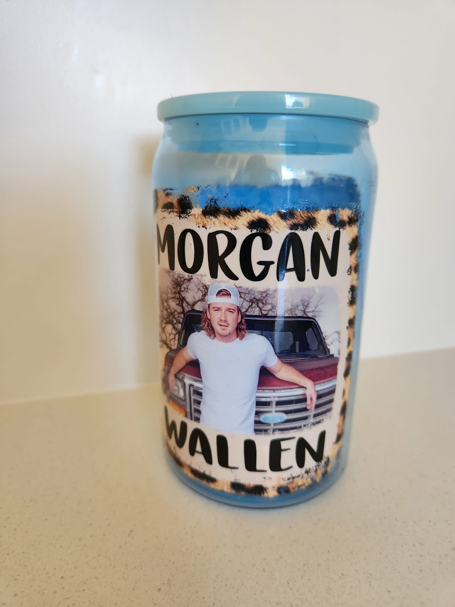 16oz Acrylic Libby Cup - Morgan Wallen name and truck design front view