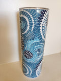 Ocean Dreaming tumbler - front view with navy and teal dot art design