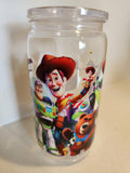 Toy Story acrylic Libby cup - front view showing Woody and Buzz Lightyear with Lotso Bear